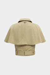 "Belted Button Shawl Stitching Detail Vest"