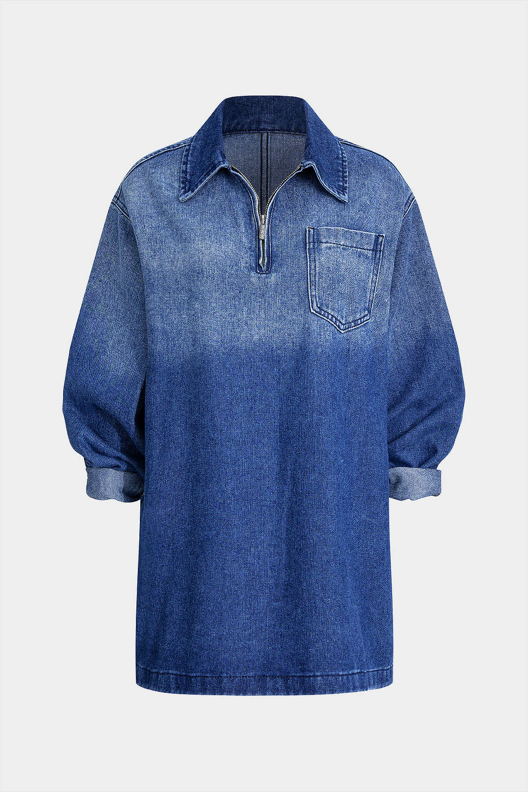 "Denim Long Sleeve Mini Dress"