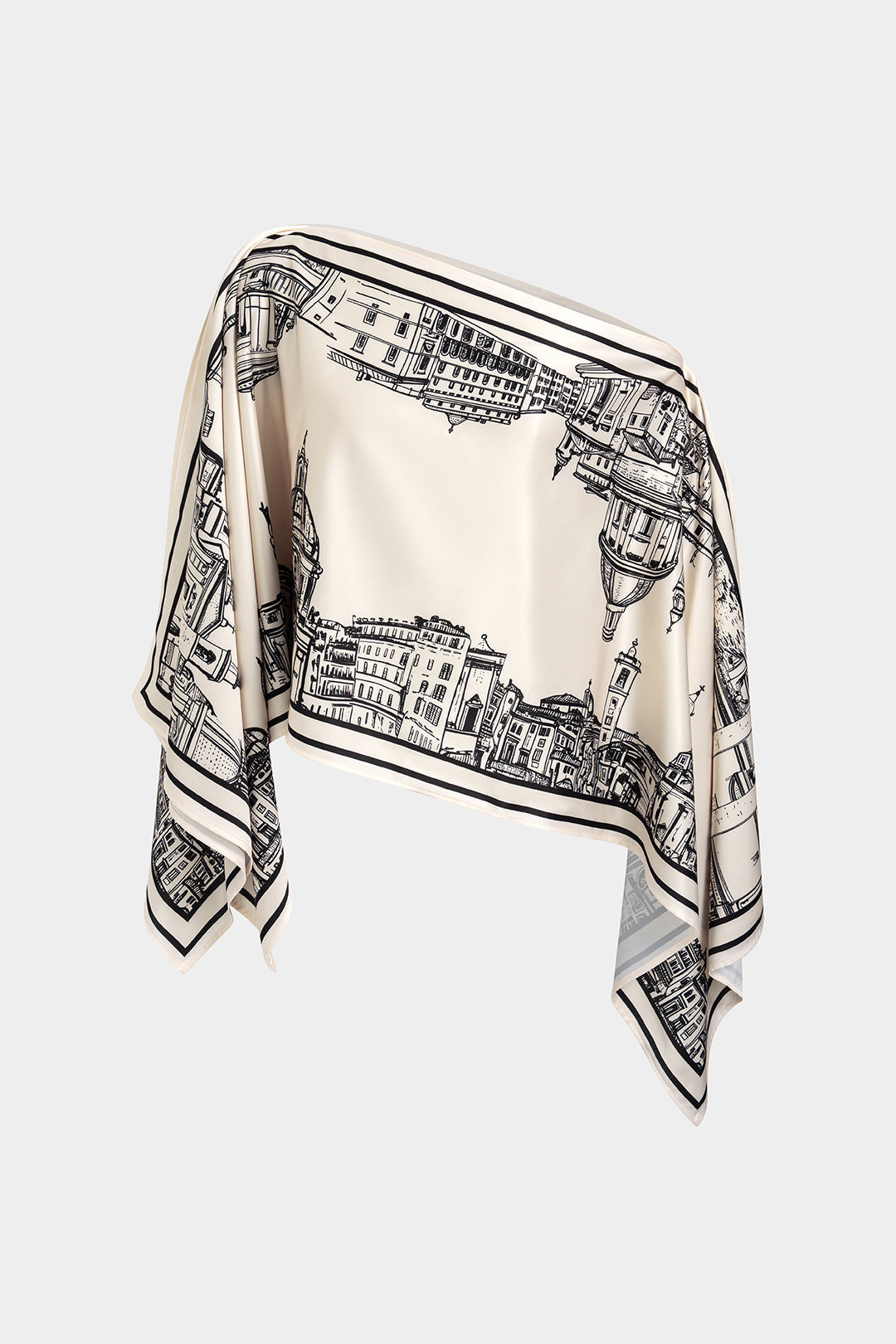 "Artistic Print Satin One Shoulder Top"