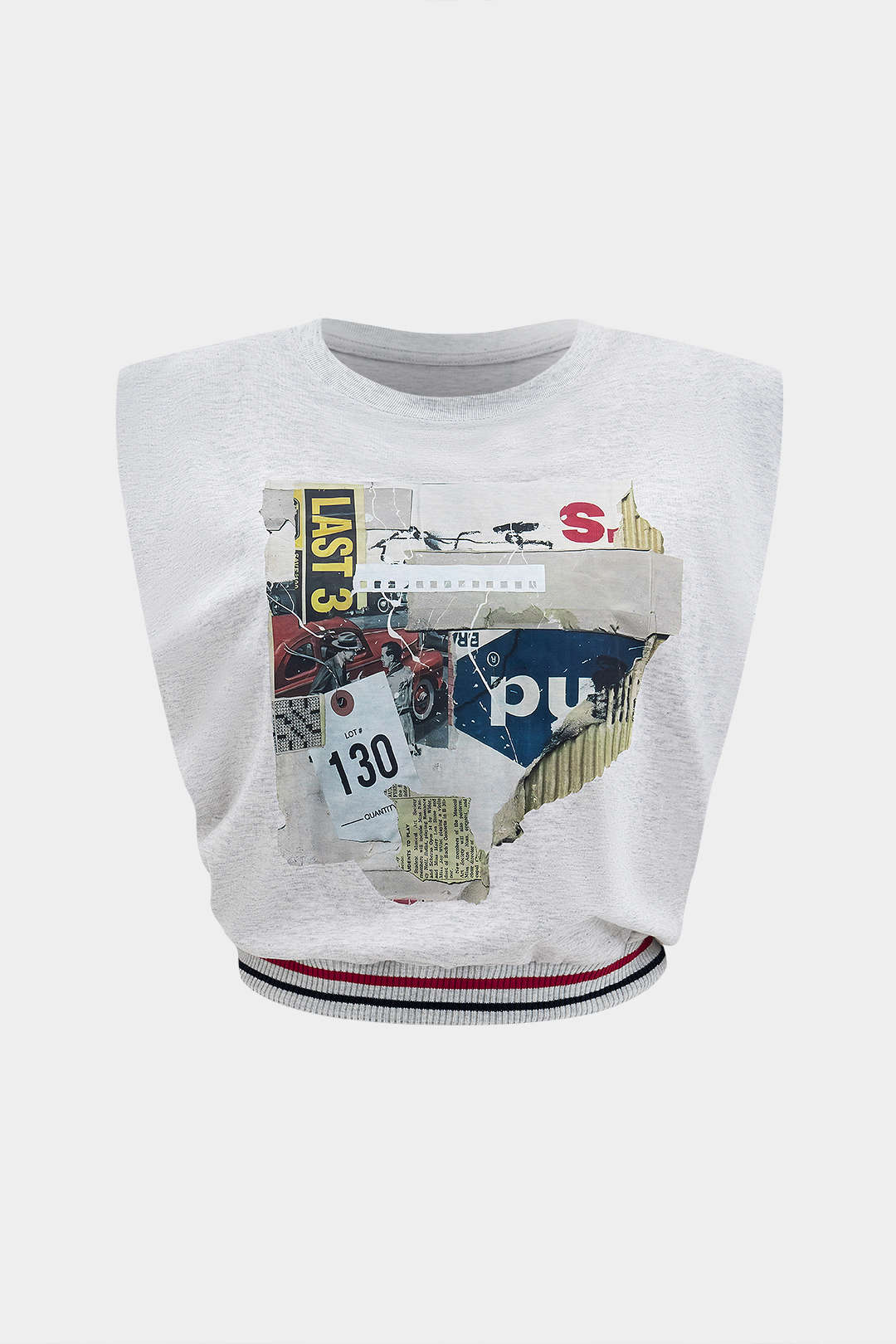 "Car Letter Digital Pattern Print Loose Sleeveless T-Shirt"