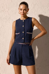 "Contrast Trim Wide Leg Shorts"
