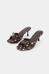 "Bow Polka Dots Open Toe Pointed Heels"