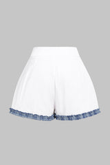 "Contrast Zipper Wide Leg Shorts"