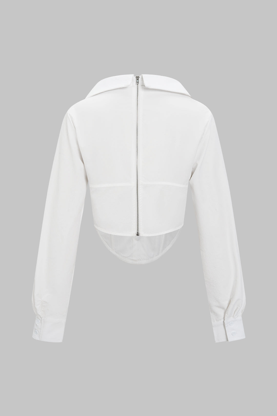 "Deep V-neck Cut Out Corset Long-Sleeve Shirt"