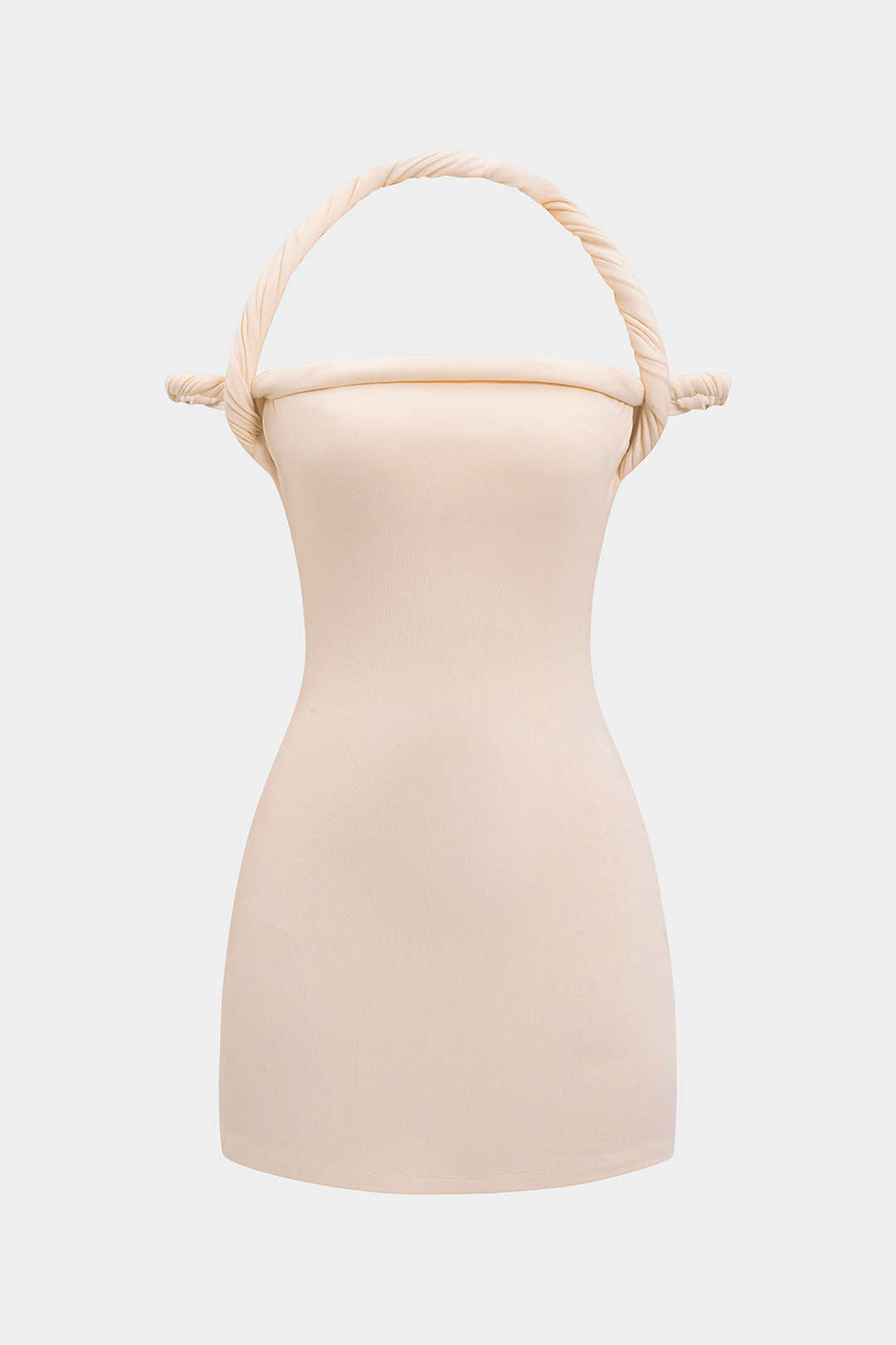 "Braided Twist Halter Neck Mini Dress"