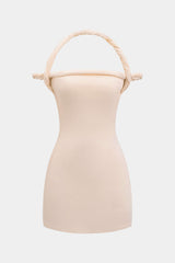 "Braided Twist Halter Neck Mini Dress"