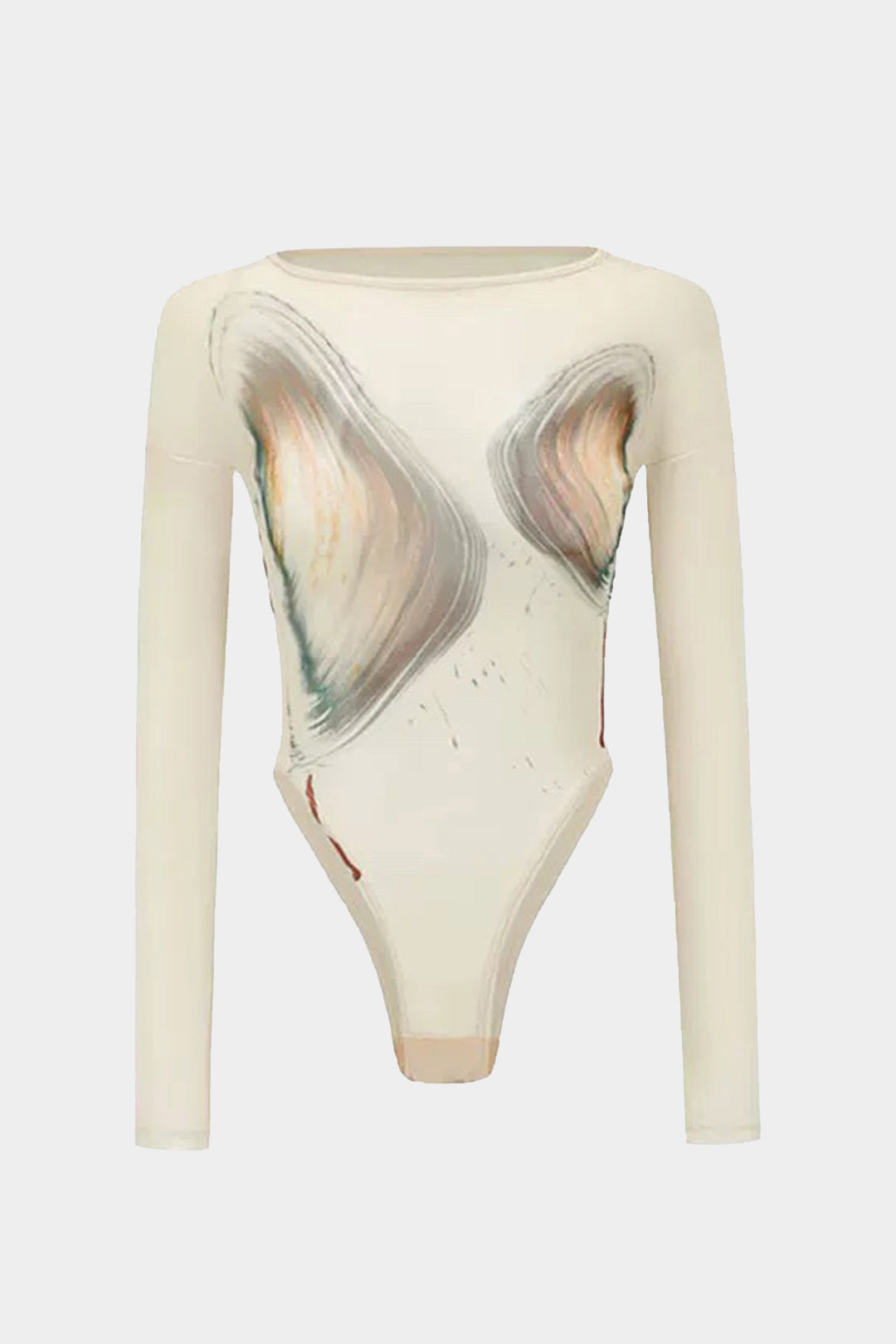 "Abstract Print Long-Sleeve Bodysuit"