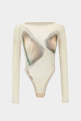"Abstract Print Long-Sleeve Bodysuit"