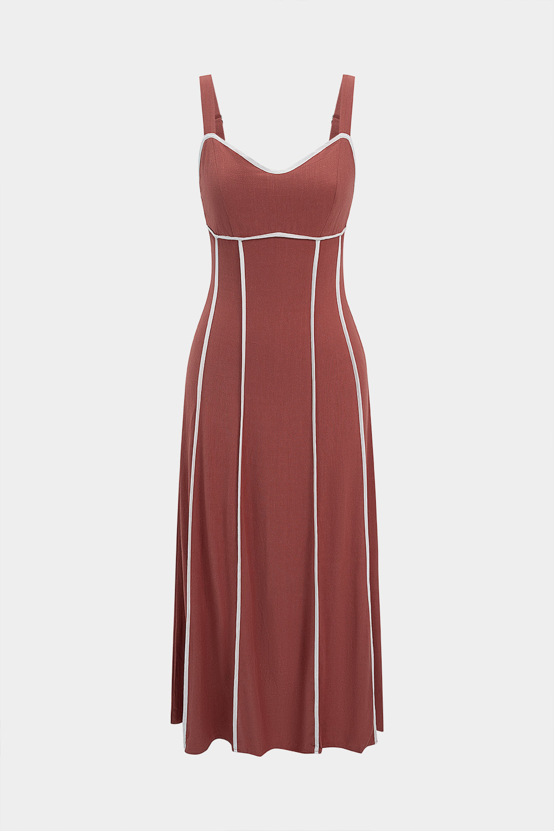"Contrast Binding Slip Sleeveless Midi Dress"