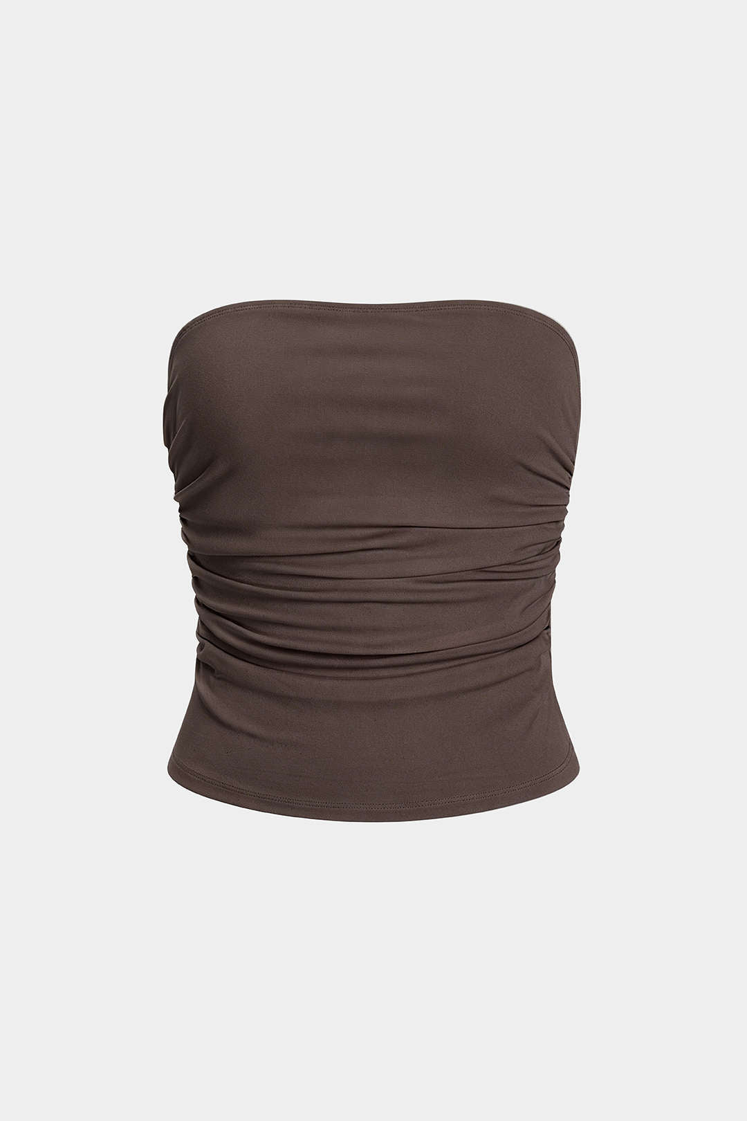"Basic Solid Ruched Tube Top"