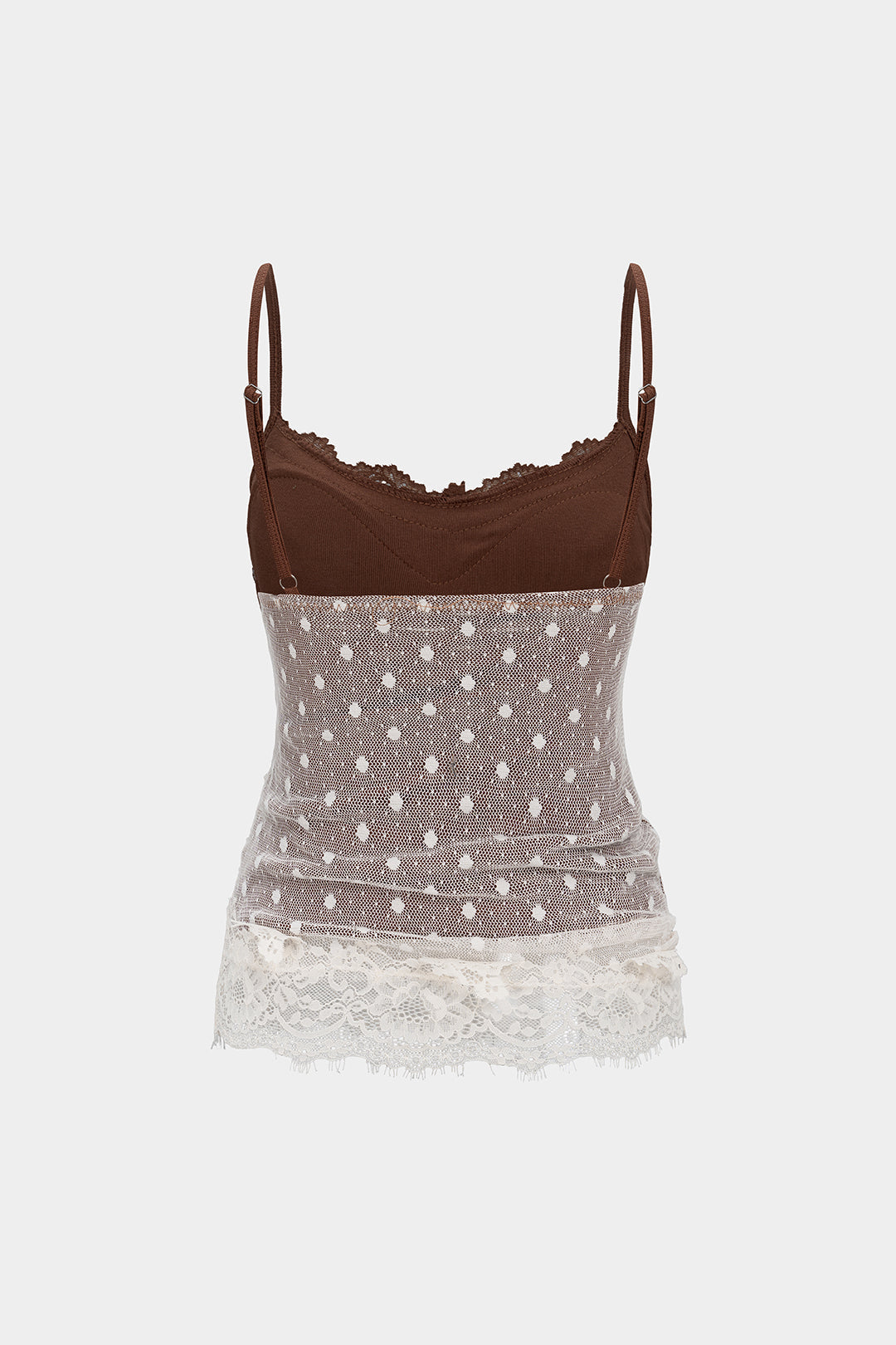 "Contrast Polka Dots Lace Cami Top"