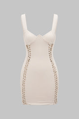 "Braided Cut Out Sleeveless Mini Dress"