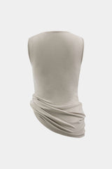 "Asymmetric Cowl Neck Ruched Tank Top"