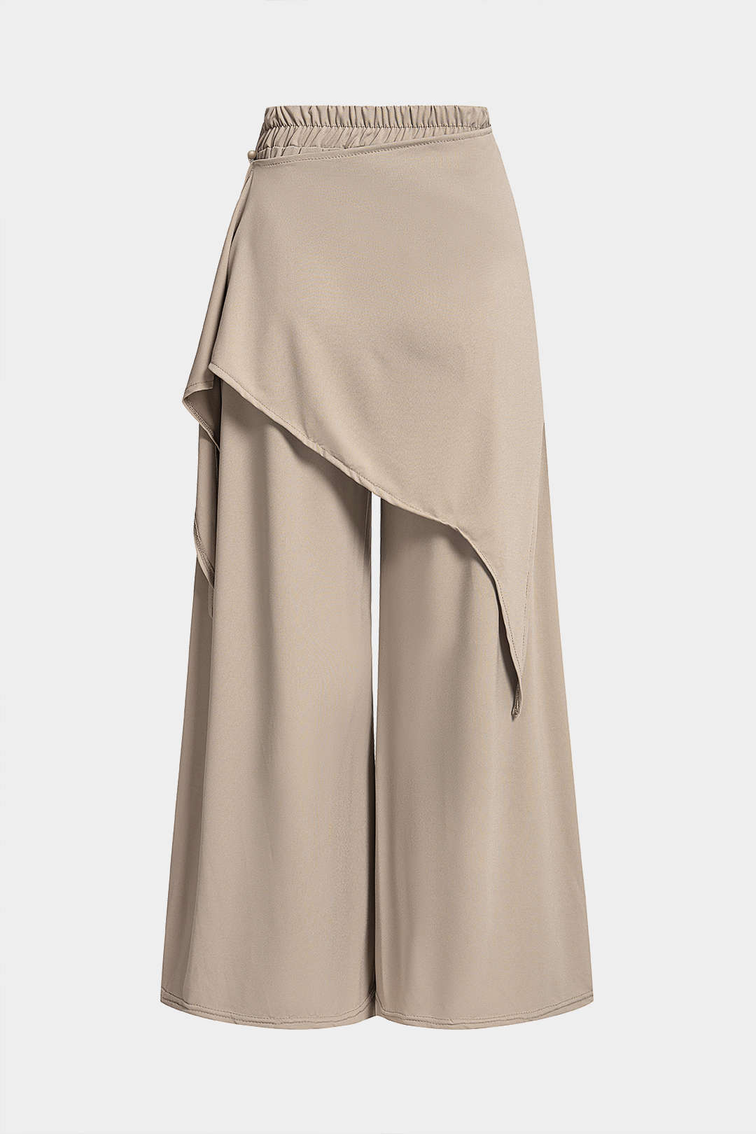 "Asymmetrical Ruched Tie-Up Wide Leg Pants"