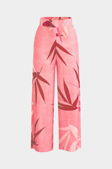"Bamboo Leaf Print Knot Cami Top And Pants Set"