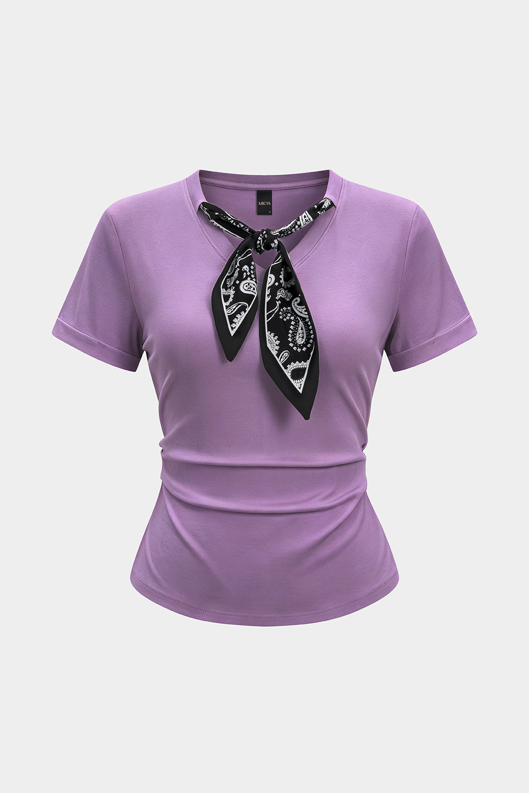 "Artistic Print Tie-Up Short Sleeve T-shirt"