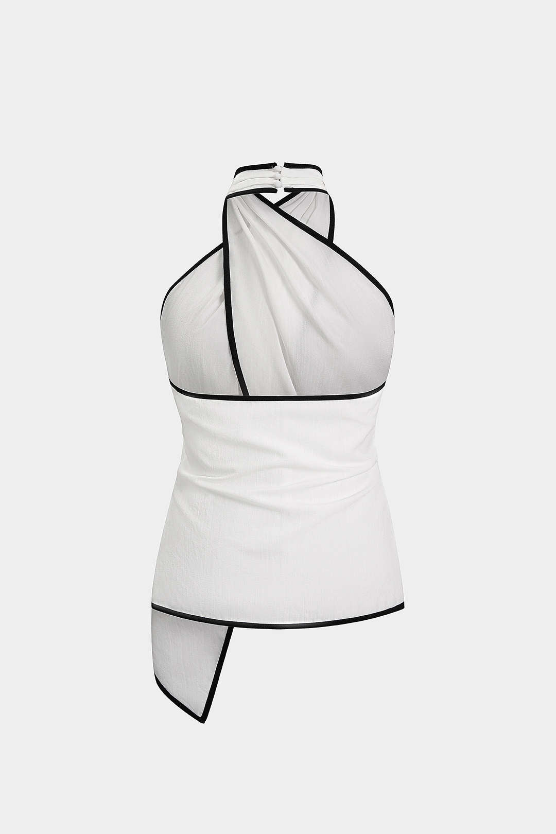 "Contrast Binding Halter Asymmetrical Cami Top"