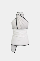 "Contrast Binding Halter Asymmetrical Cami Top"