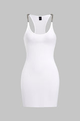 "Chain Decor Sleeveless Mini Dress"
