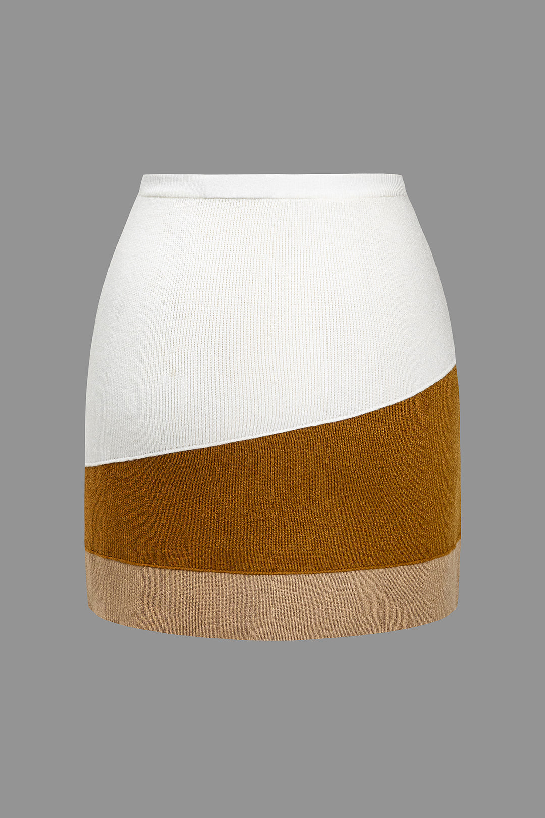 "Color Block Knit Mini Skirt"