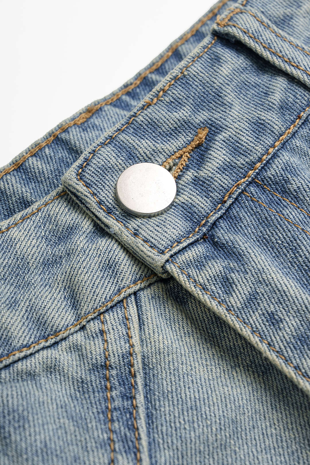 "Denim Asymmetrical Zipper Pocket Straight Leg Jeans"