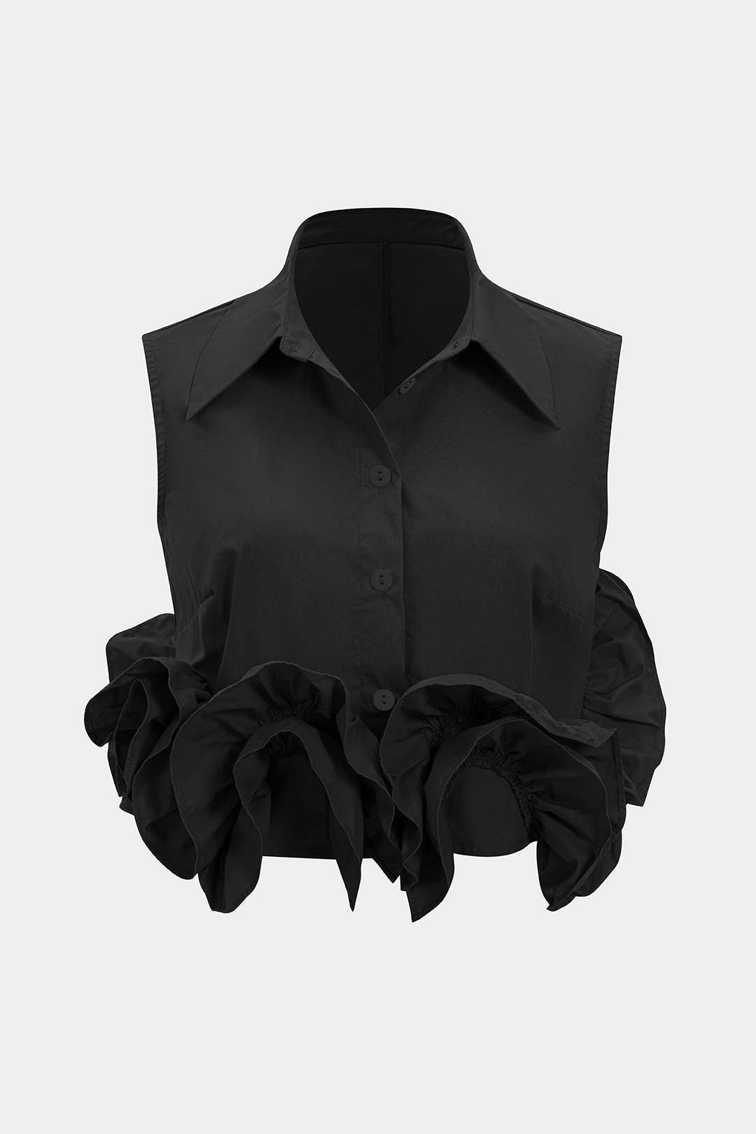 "Button Ruffle Ruched Tank Top"