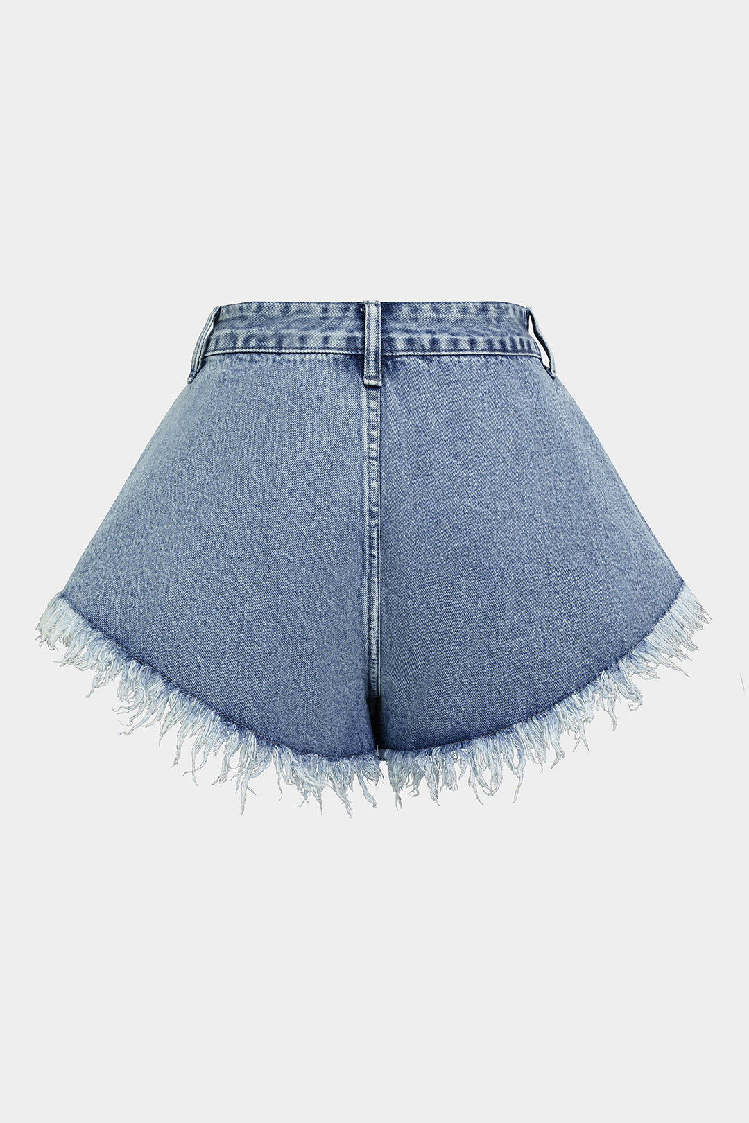 "Denim Frayed Wide Leg Shorts"