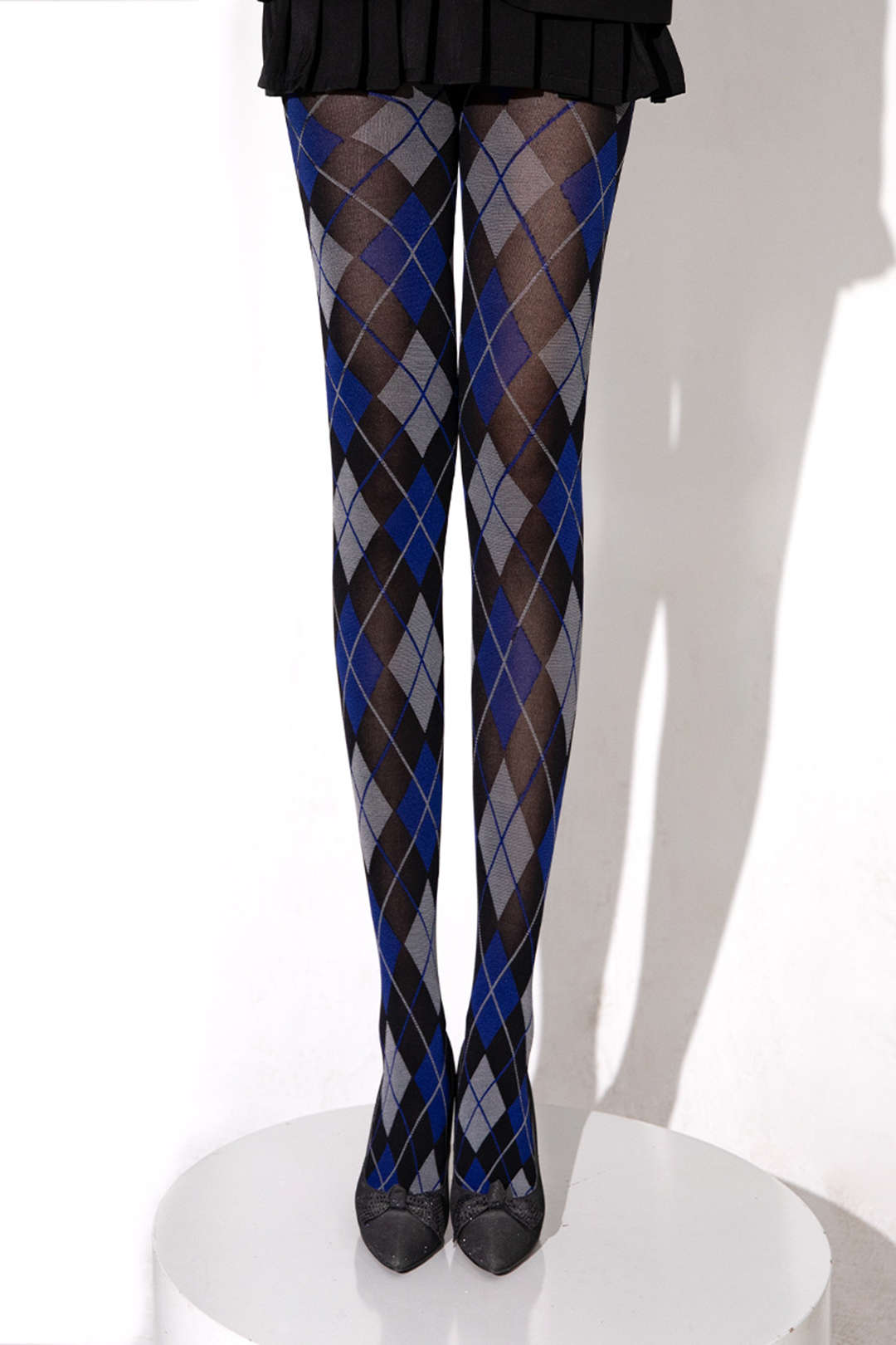 "Contrast Argyle Print Tights"