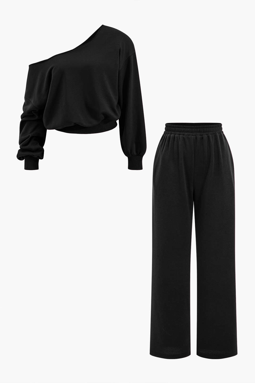 "Asymmetric Top And Pants Set"