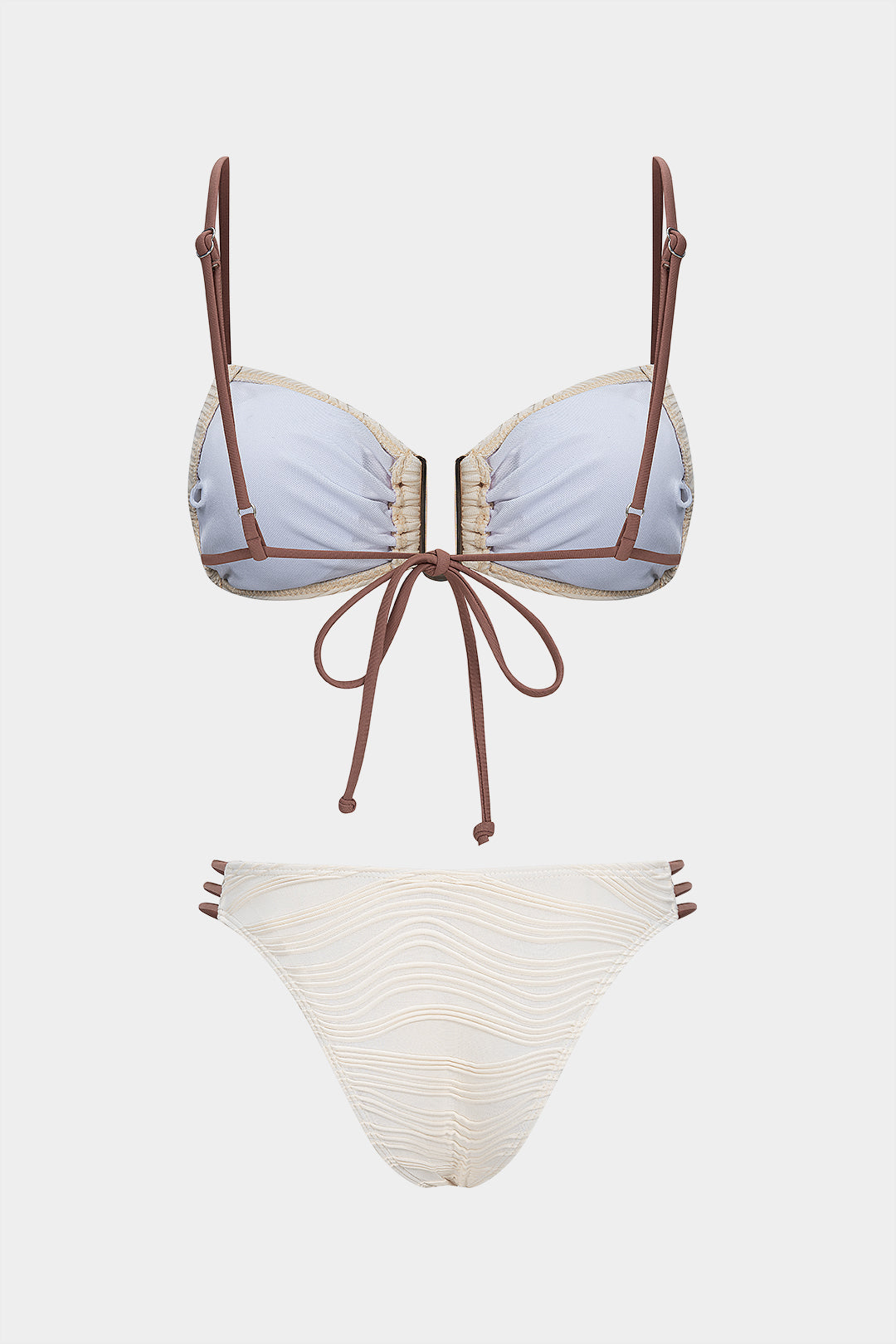 "Contrast Tie-Up Bikini Set"