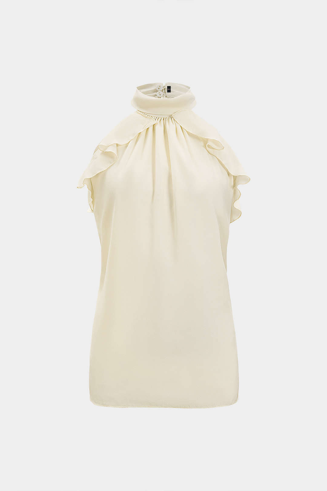 "Chiffon Halter Neck Ruffle Backless Tank Top"