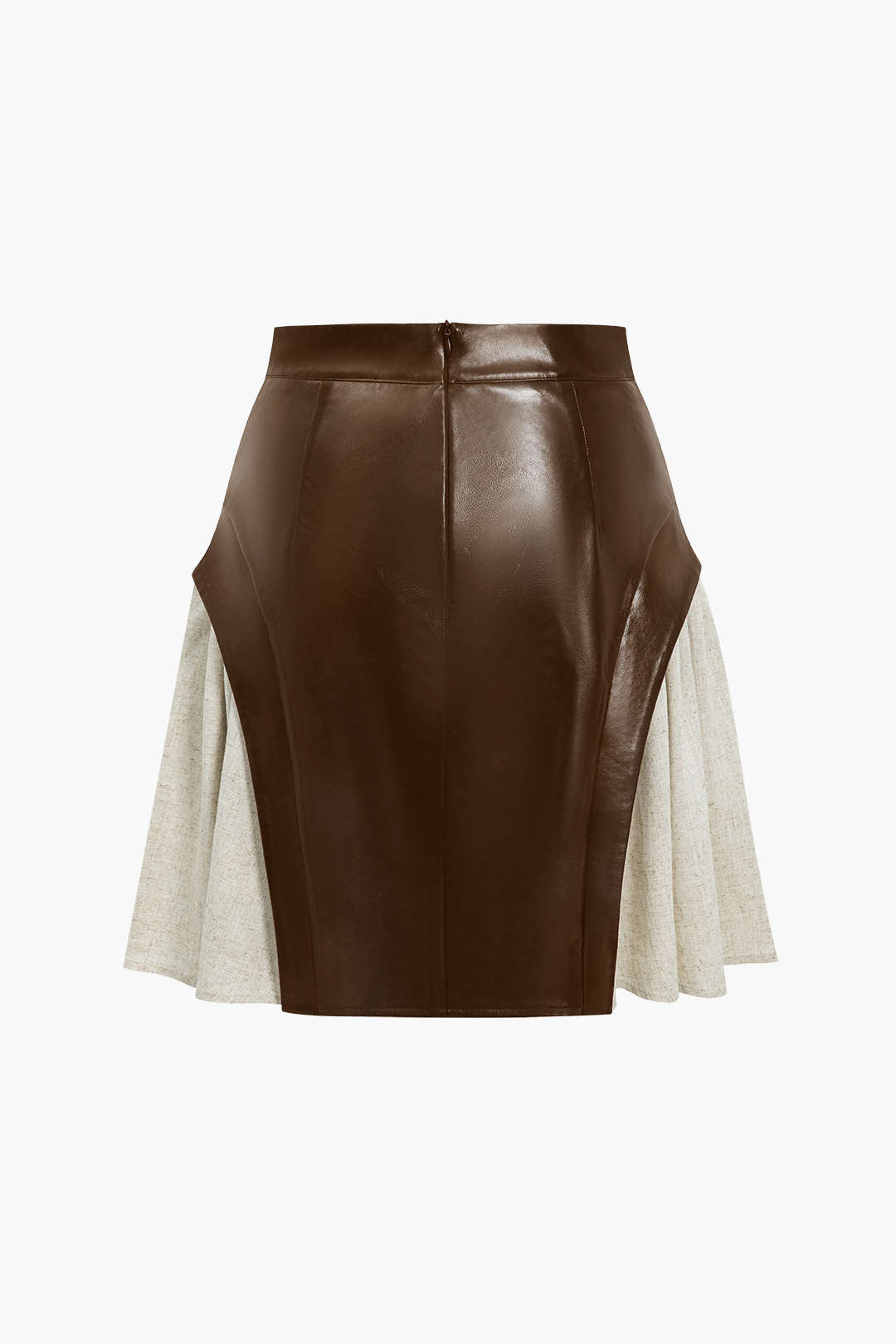 "Color Block Patchwork Ruched Zipper Skirt"