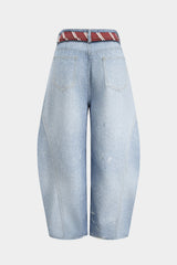 "Denim Illusion Print High Waist Jeans"