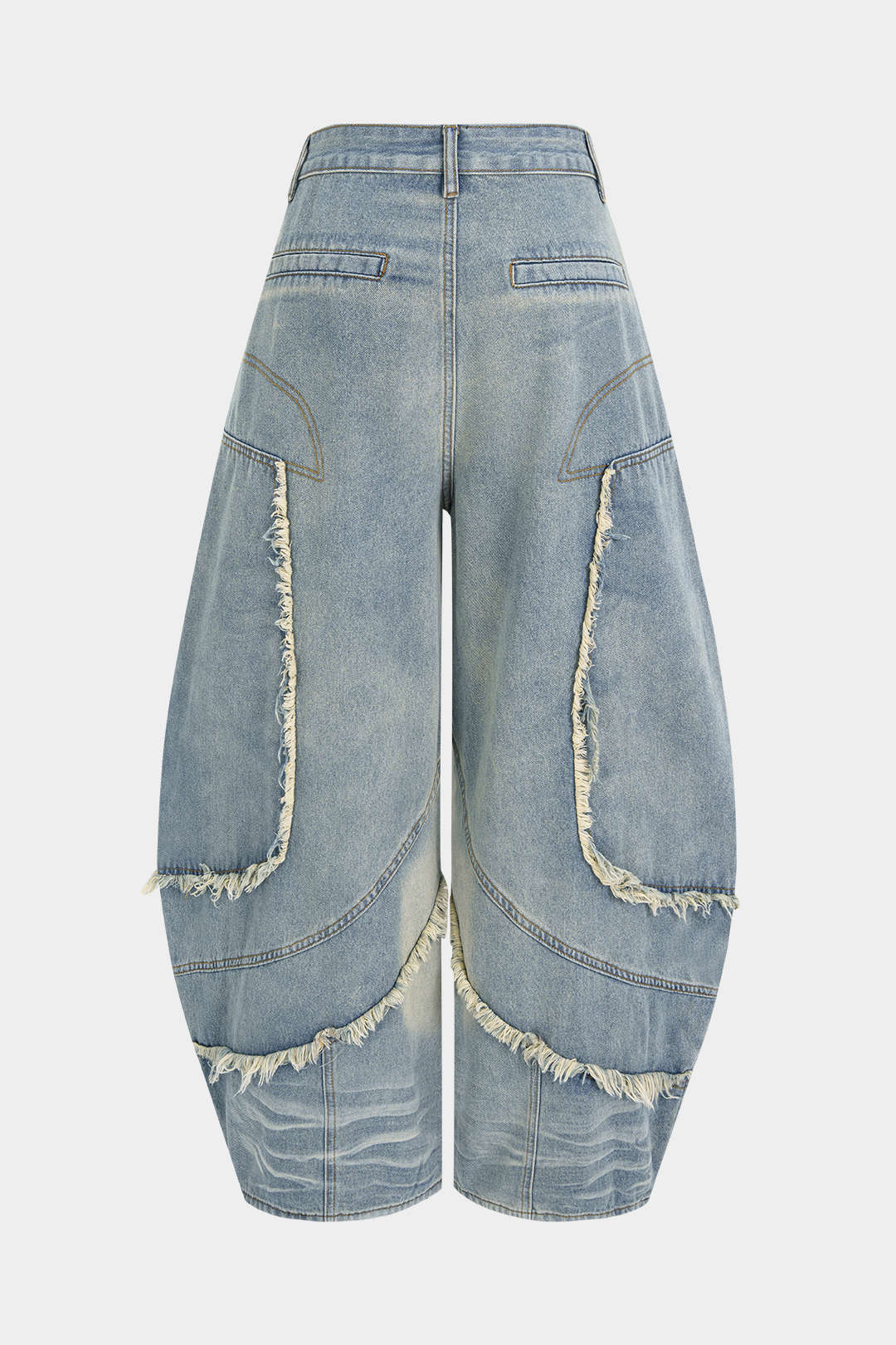 "Denim Frayed Wide Leg Jeans"