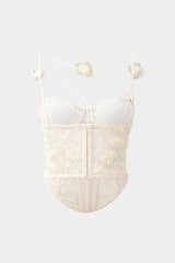 "3D Floral Corset Asymmetrical Cami Top"
