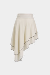 "Contrast Binding Asymmetrical Hem Ruched Skirt"