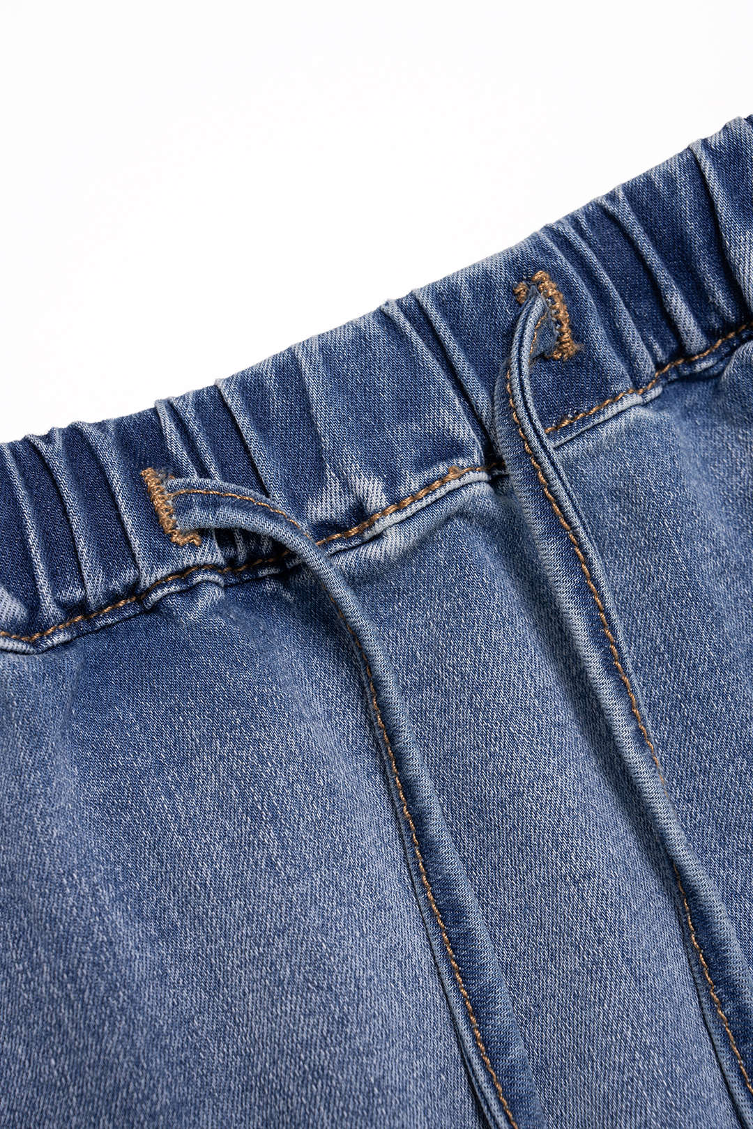 "Denim Drawstring Asymmetrical Mermaid Skirt"