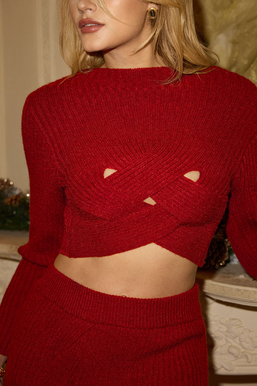 "Crossed Sweater Long-Sleeve Top"