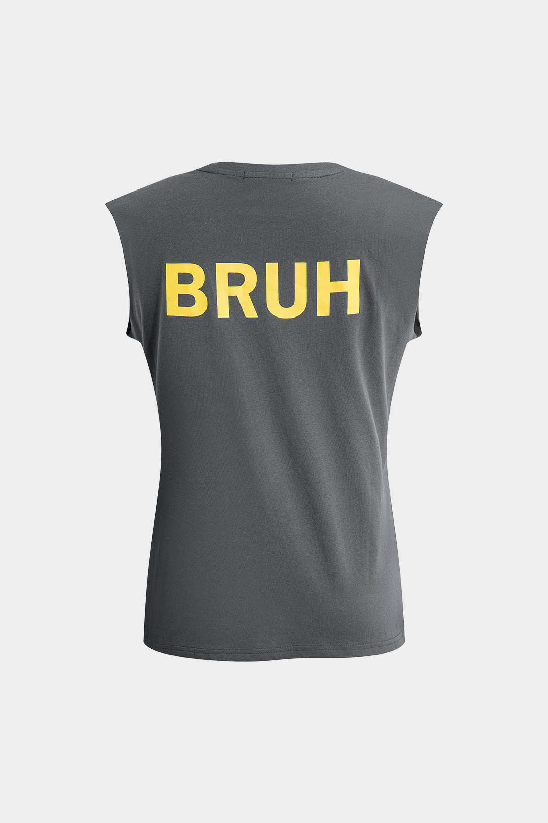 "Bruh Print Sleeveless T-shirt"