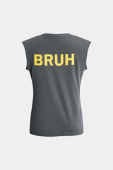 "Bruh Print Sleeveless T-shirt"
