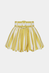 "Contrast Stripe Print Ruched Shorts"