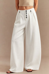 "Button Wide Leg Pants"