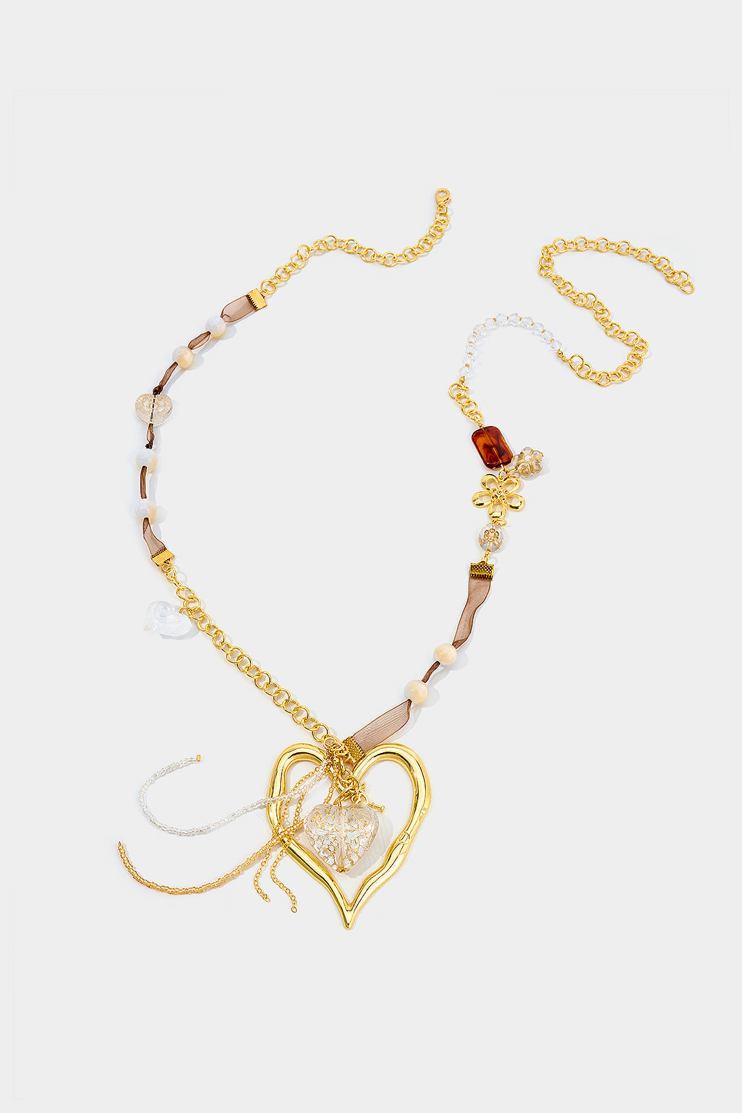 "Alloy Irregular Pendant Beaded Necklace"