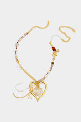 "Alloy Irregular Pendant Beaded Necklace"