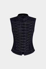 "Denim Button Tank Top"