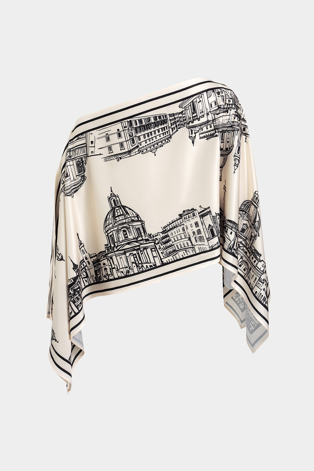 "Artistic Print Satin One Shoulder Top"