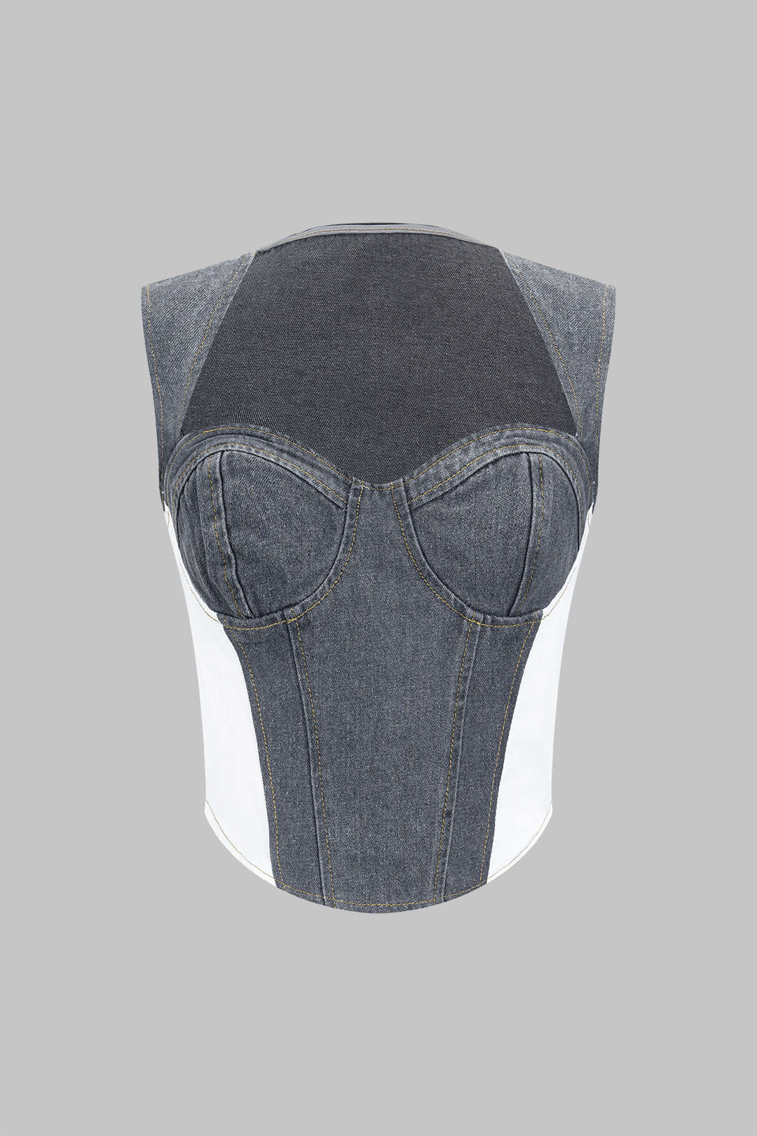 "Denim Bustier Patchwork Top"