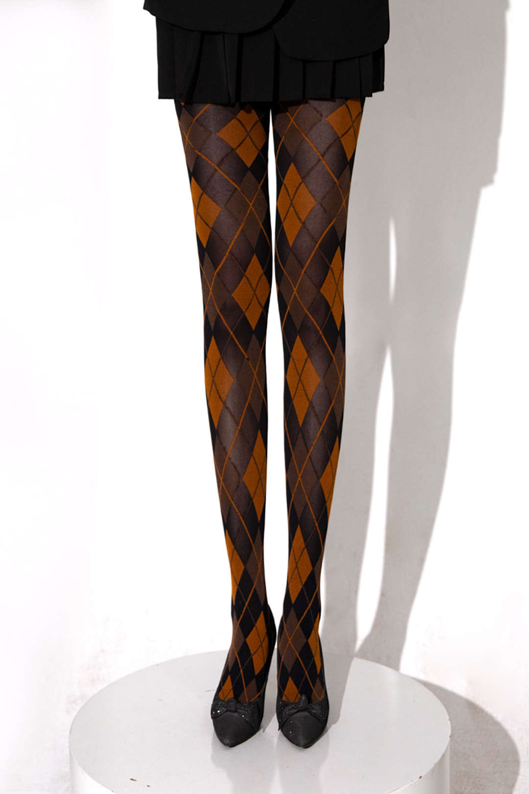 "Contrast Argyle Print Tights"