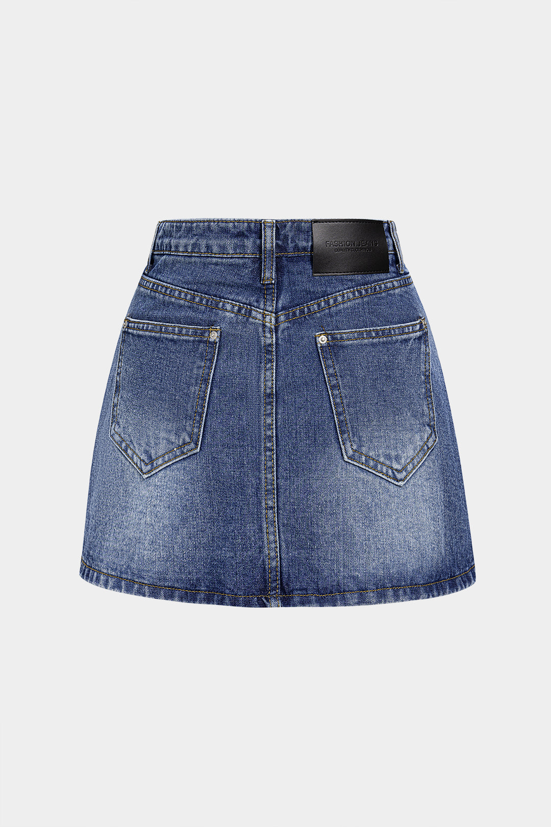 "Denim Asymmetrical High Waist Skirt"