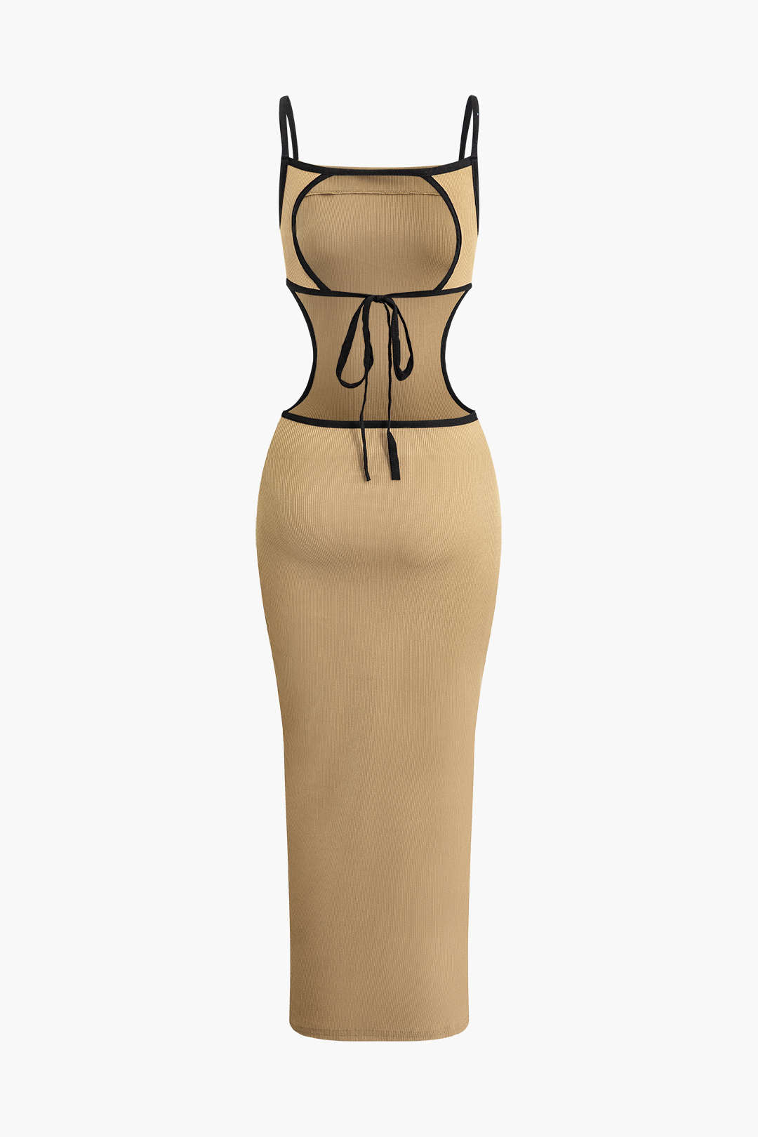 "Contrast Cut Out Backless Slip Maxi Dress"